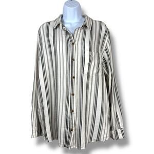 Sonoma Top Womens Extra Large White Striped Coastal Cowgirl Western Quiet Luxury